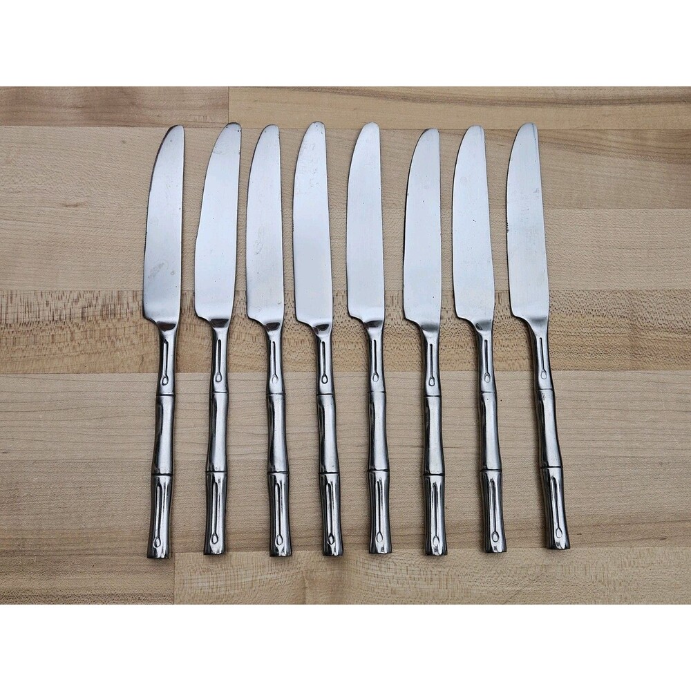 HAMPTON SILVERSMITHS Stainless Flatware BAMBOO ~ 8 Piece DINNER KNIVES